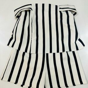 Topshop Black and White Striped jumpsuit